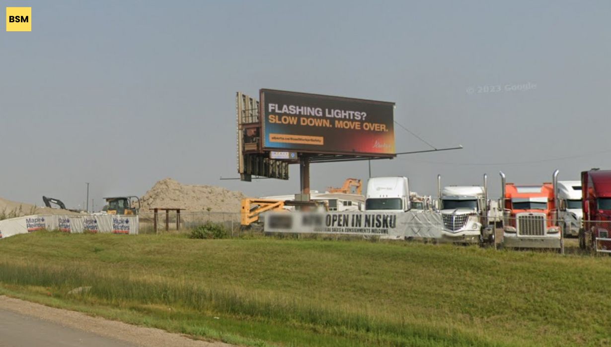 Hwy 2 N of Hwy 19 RHR, Nisku, AB (North Location)<br/>(Facing South)